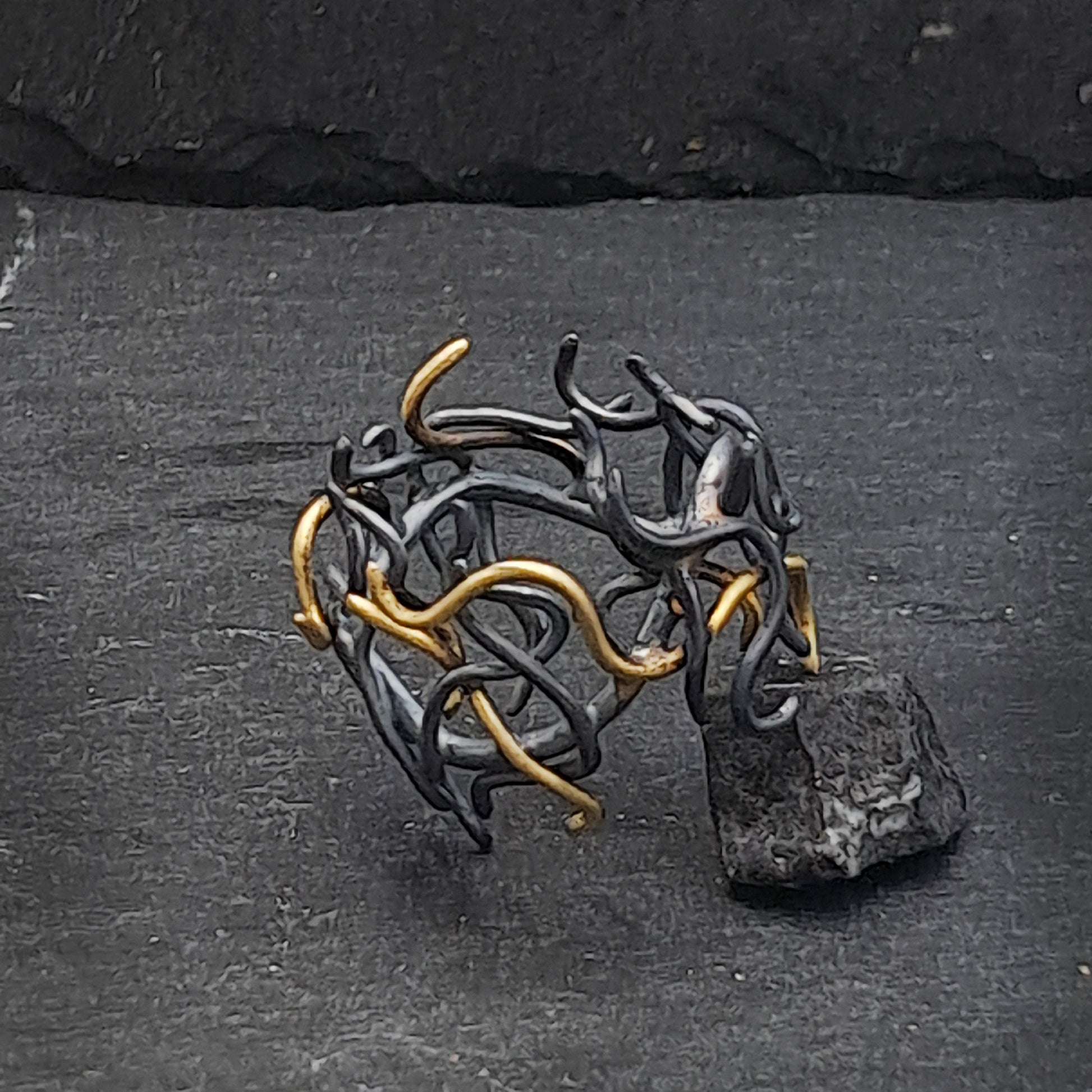 ''Medusa'' Oxidized 925 silver and brass