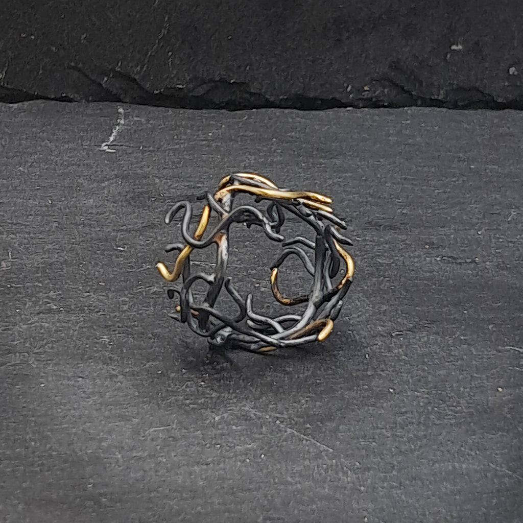 ''Medusa'' Oxidized 925 silver and brass