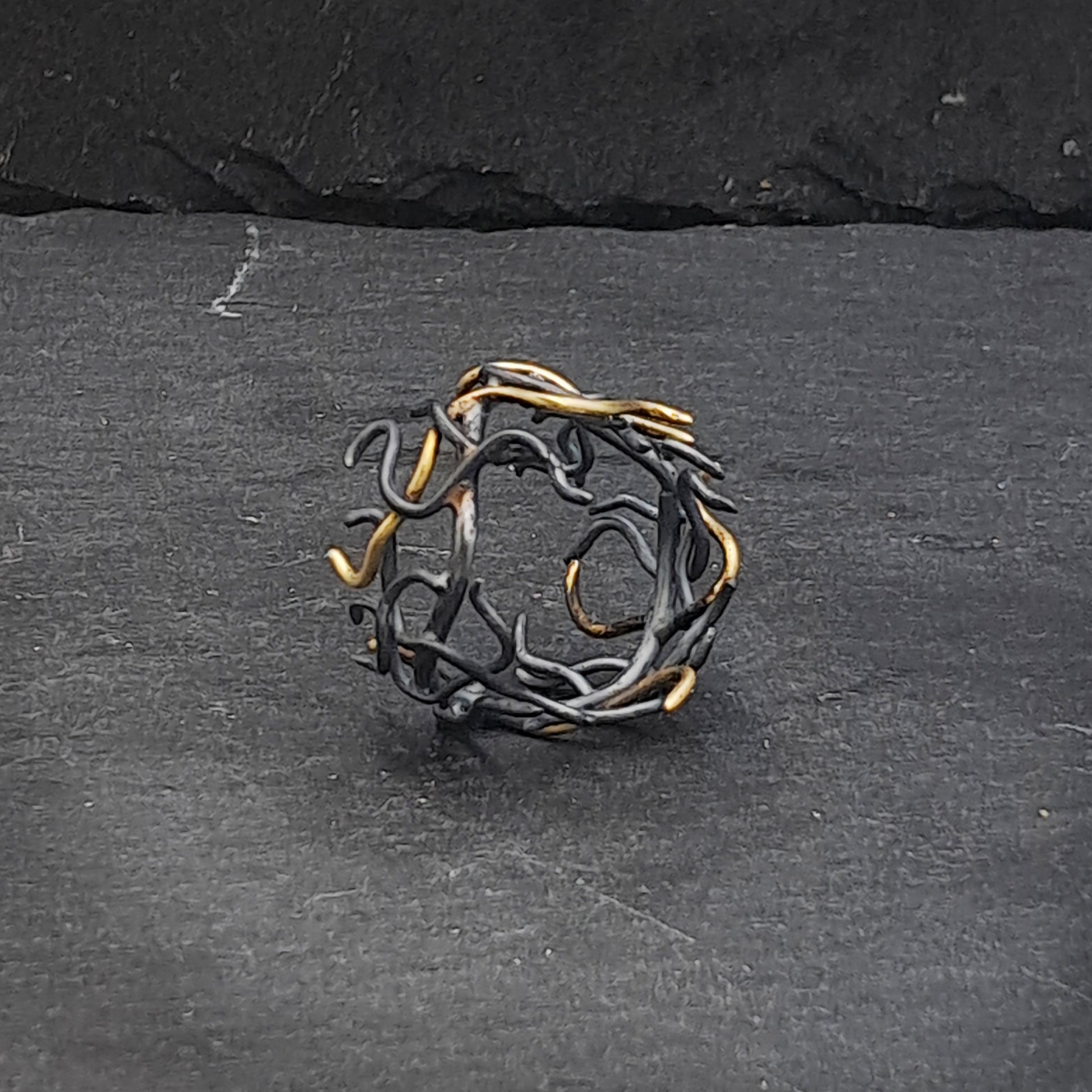 ''Medusa'' Oxidized 925 silver and brass