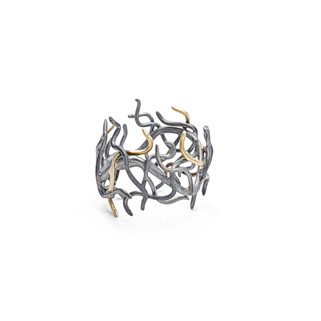 ''Medusa'' Oxidized 925 silver and brass