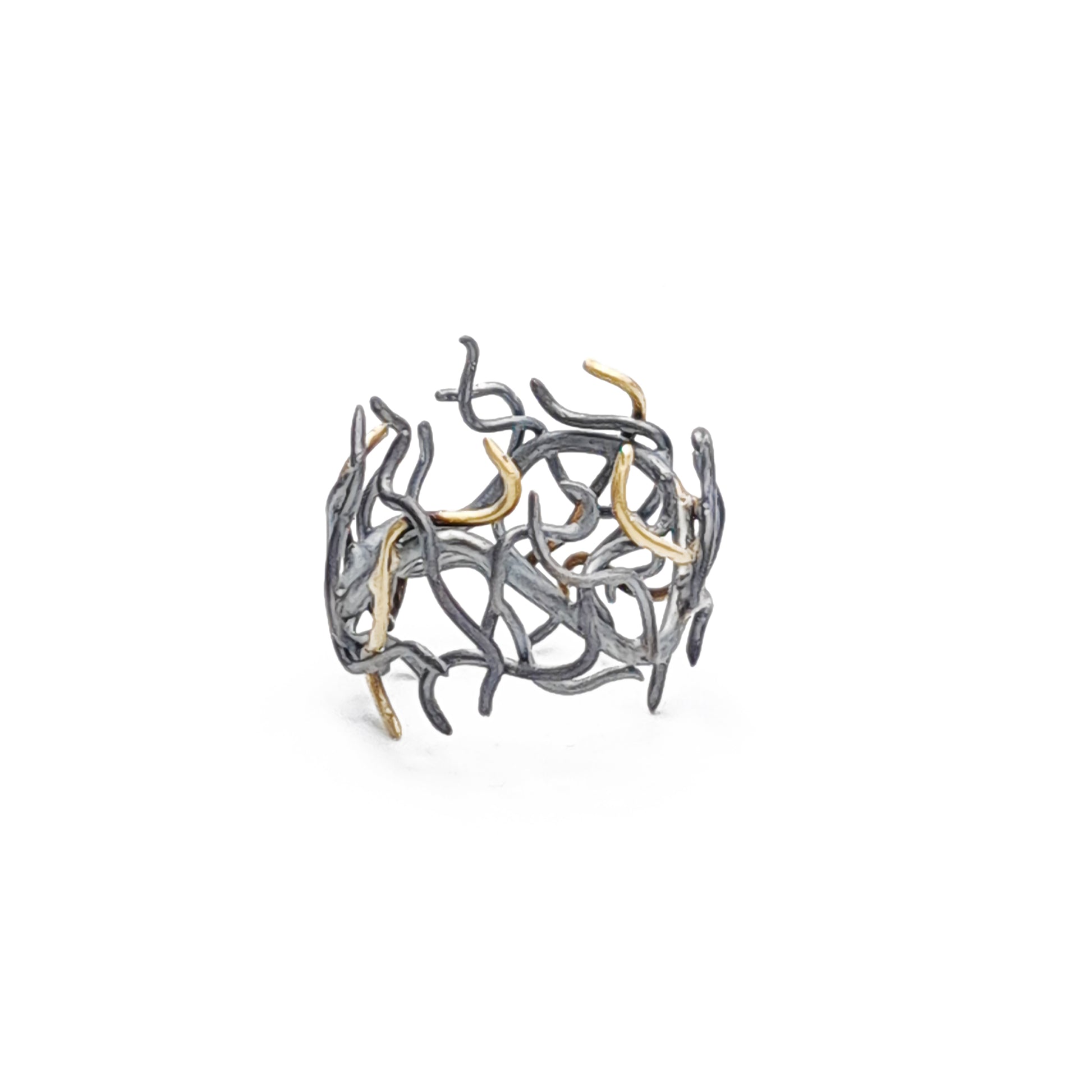 ''Medusa'' Oxidized 925 silver and brass
