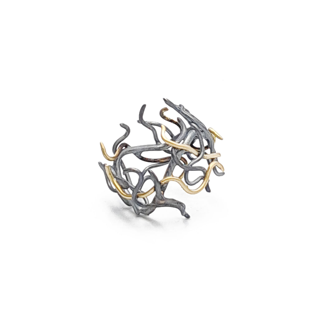 ''Medusa'' Oxidized 925 silver and brass