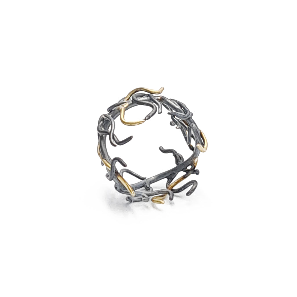 ''Medusa'' Oxidized 925 silver and brass
