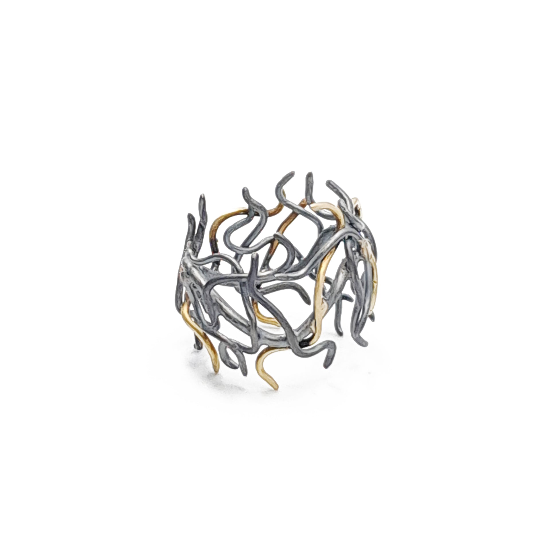 ''Medusa'' Oxidized 925 silver and brass