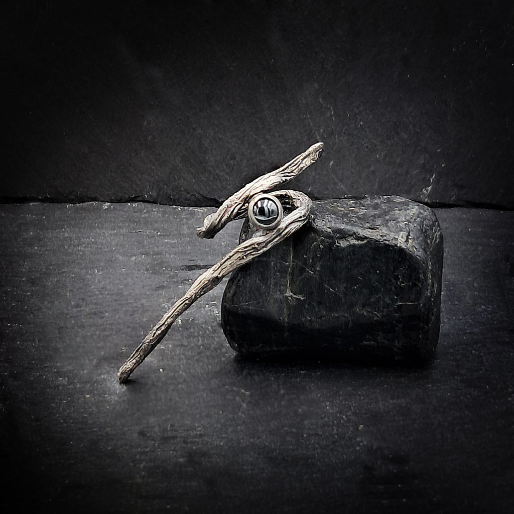 ''Τree branch΄΄ silver 925 ring with hematite
