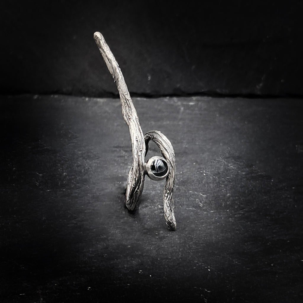 ''Τree branch΄΄ silver 925 ring with hematite