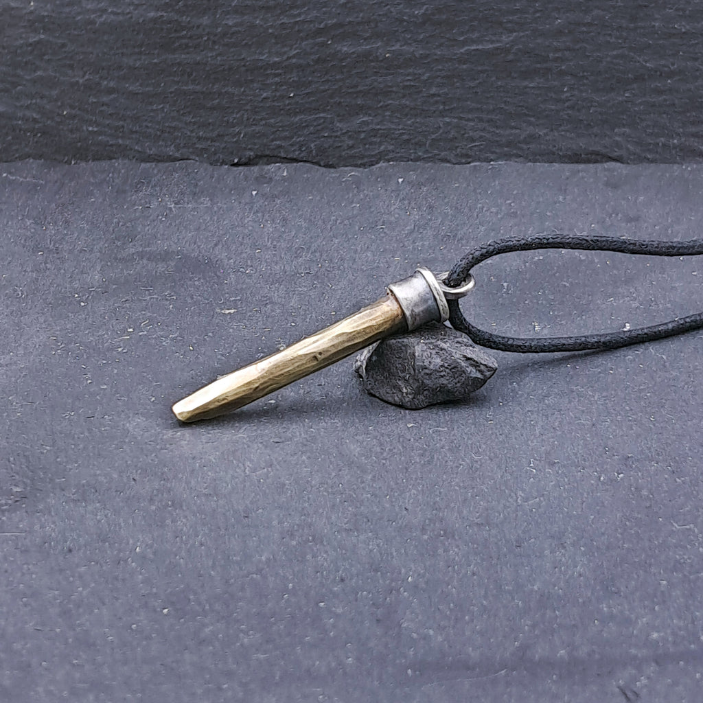 '' Spear''  925 Silver Necklace with Brass
