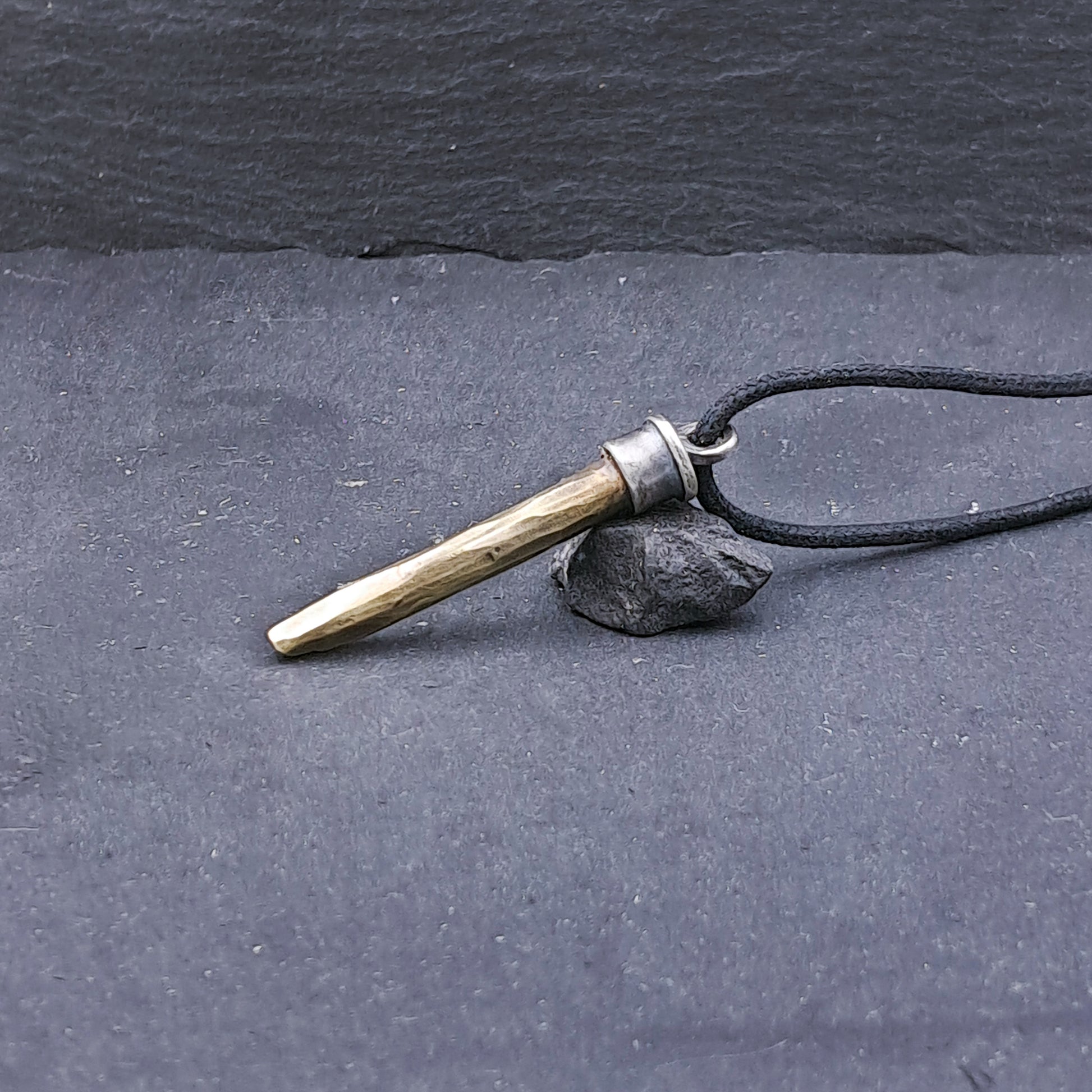 '' Spear''  925 Silver Necklace with Brass