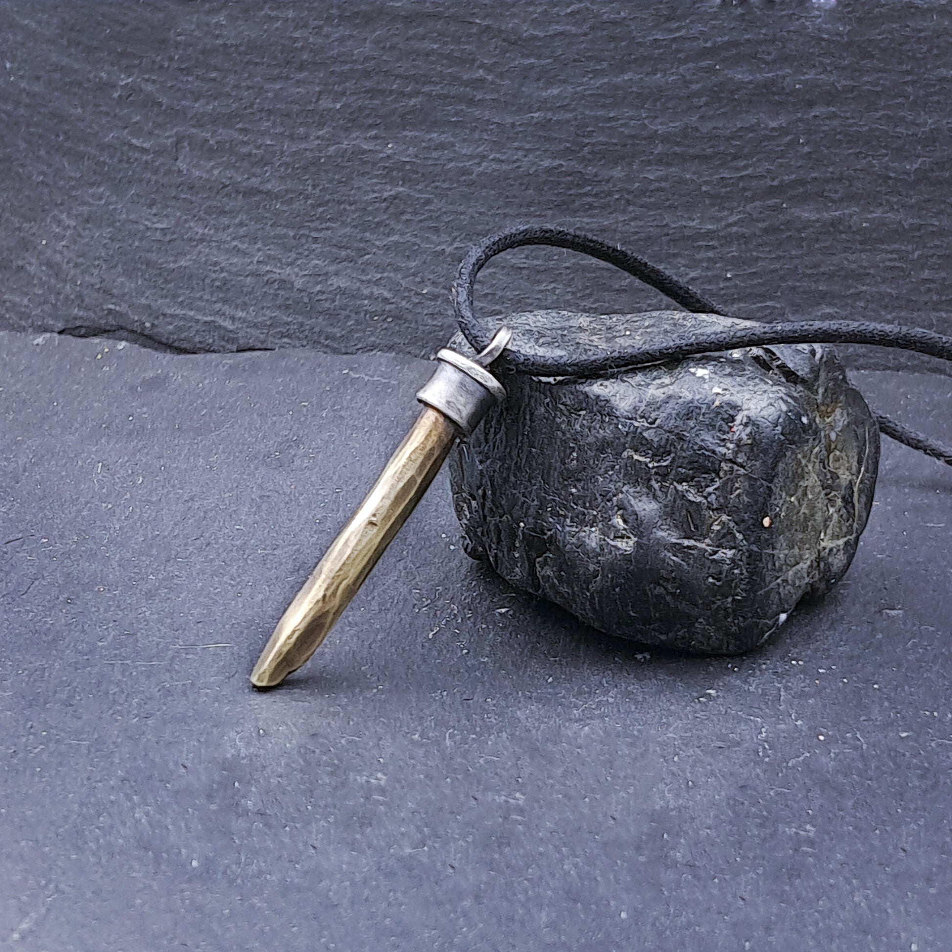 '' Spear''  925 Silver Necklace with Brass