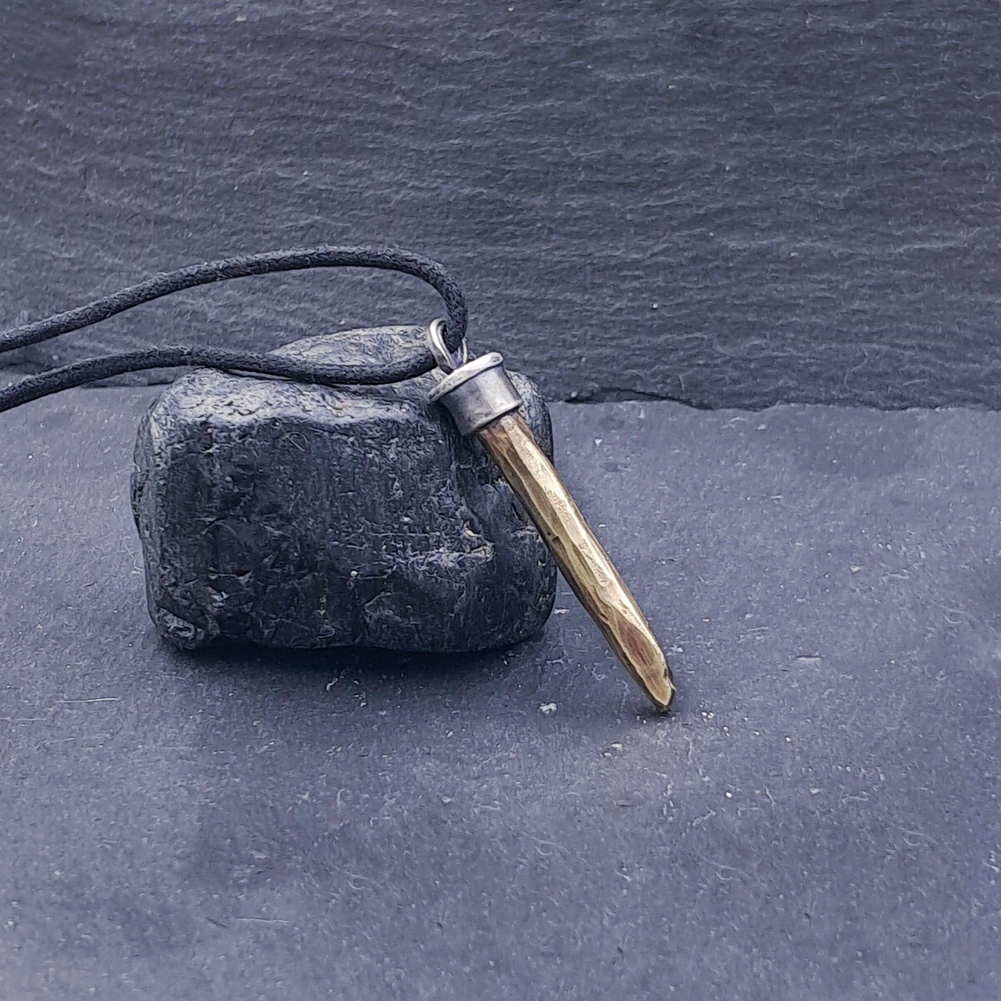 '' Spear''  925 Silver Necklace with Brass