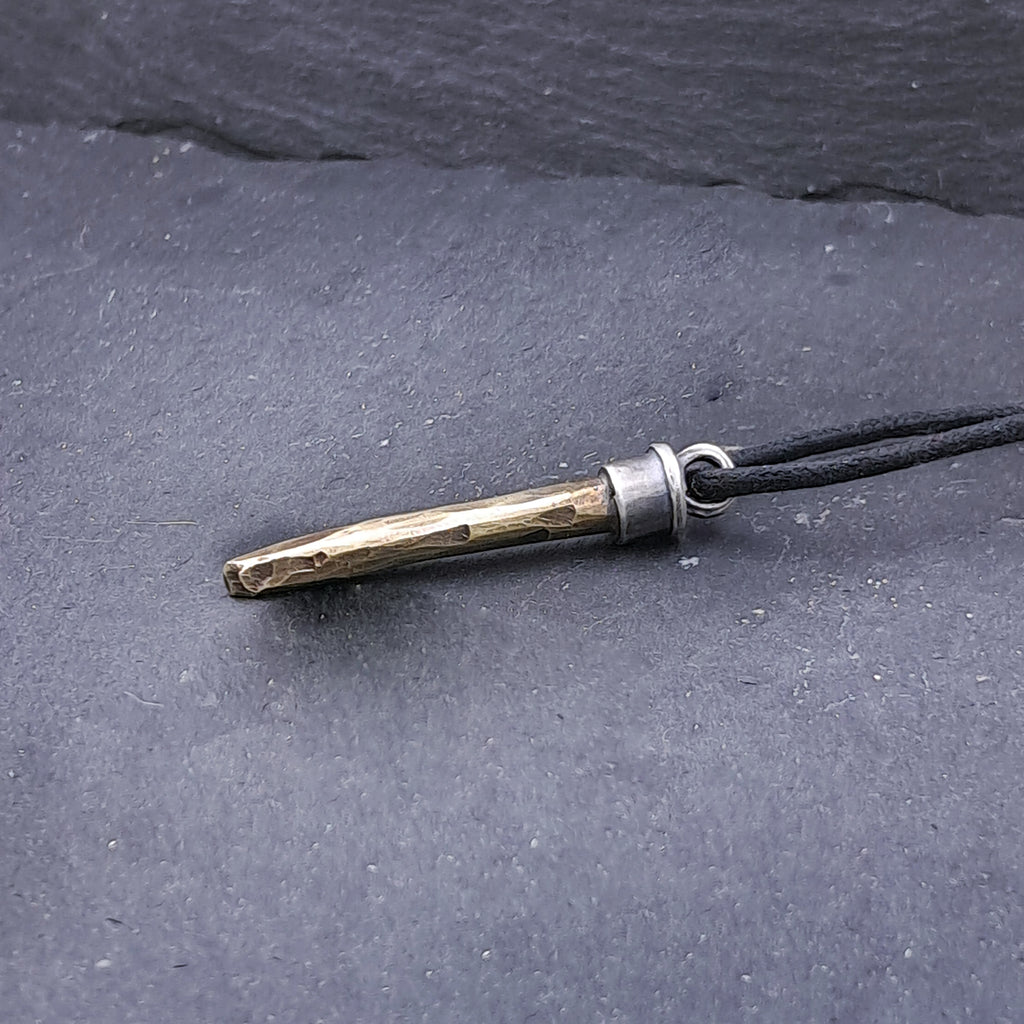 '' Spear''  925 Silver Necklace with Brass