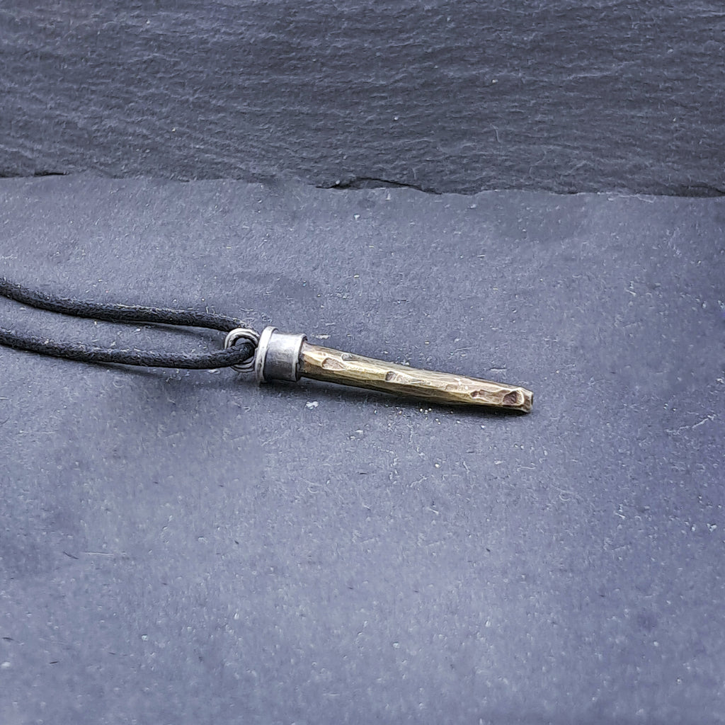 '' Spear''  925 Silver Necklace with Brass