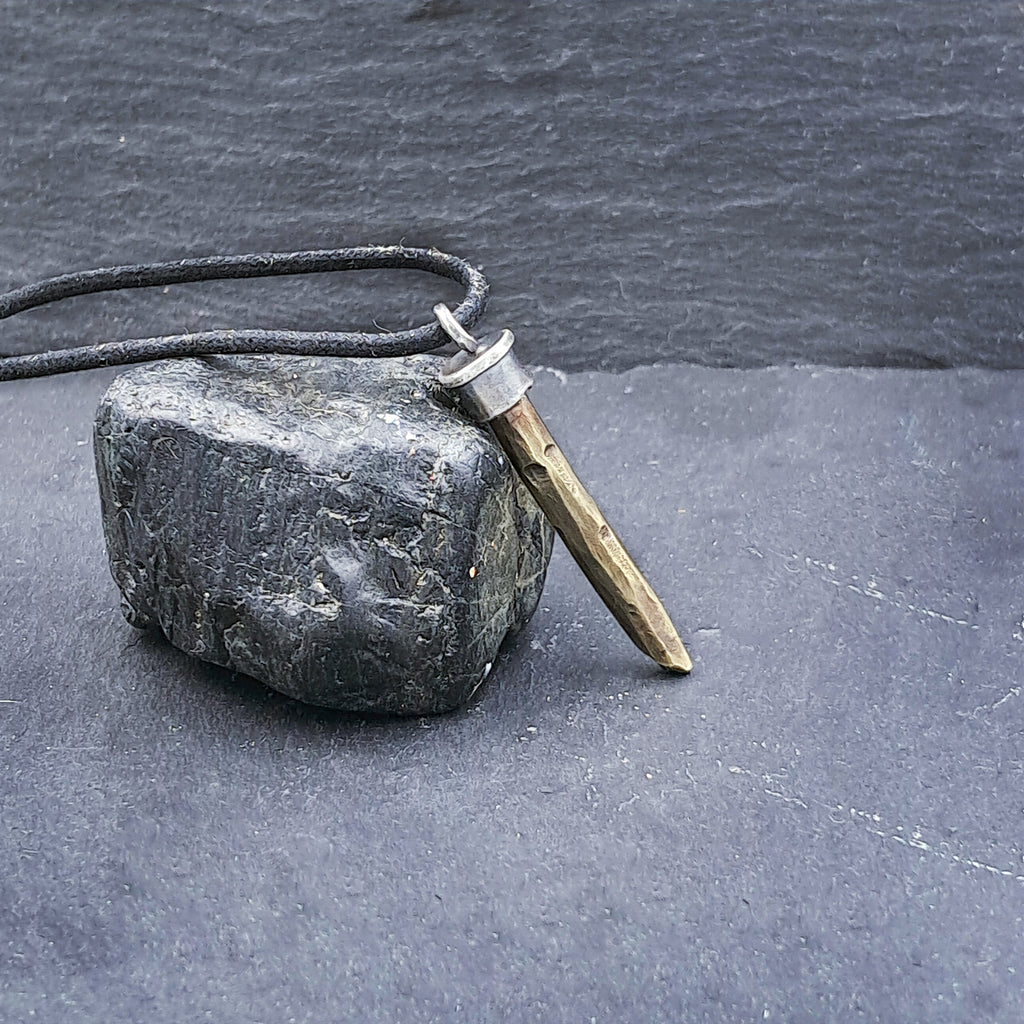 '' Spear''  925 Silver Necklace with Brass