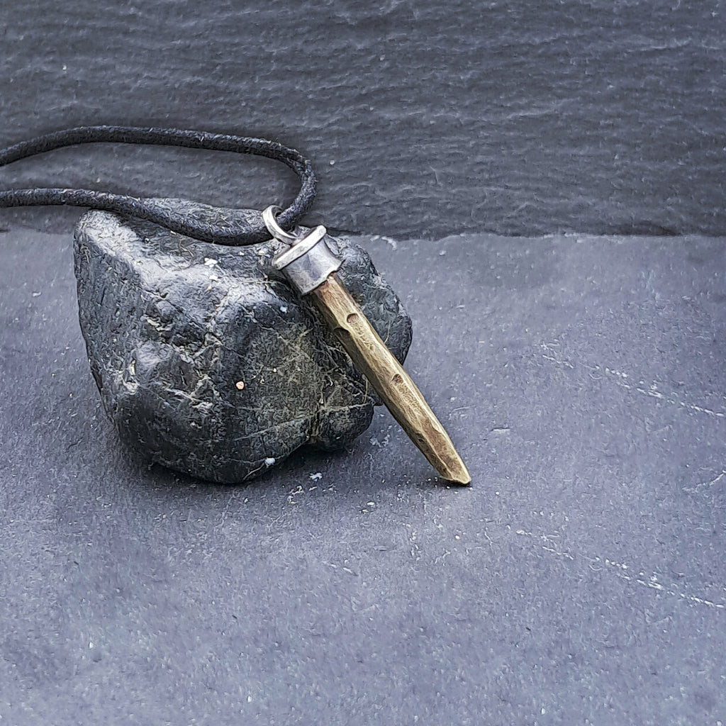 '' Spear''  925 Silver Necklace with Brass