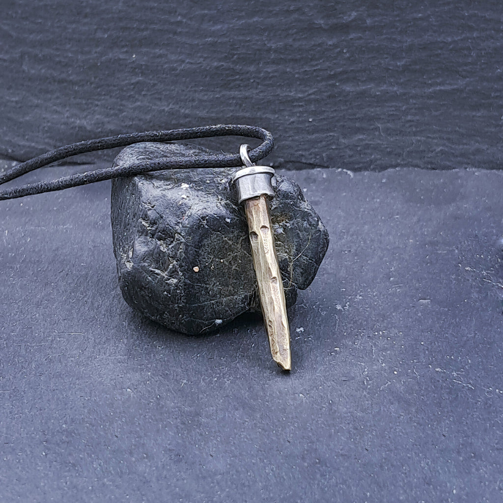 '' Spear''  925 Silver Necklace with Brass
