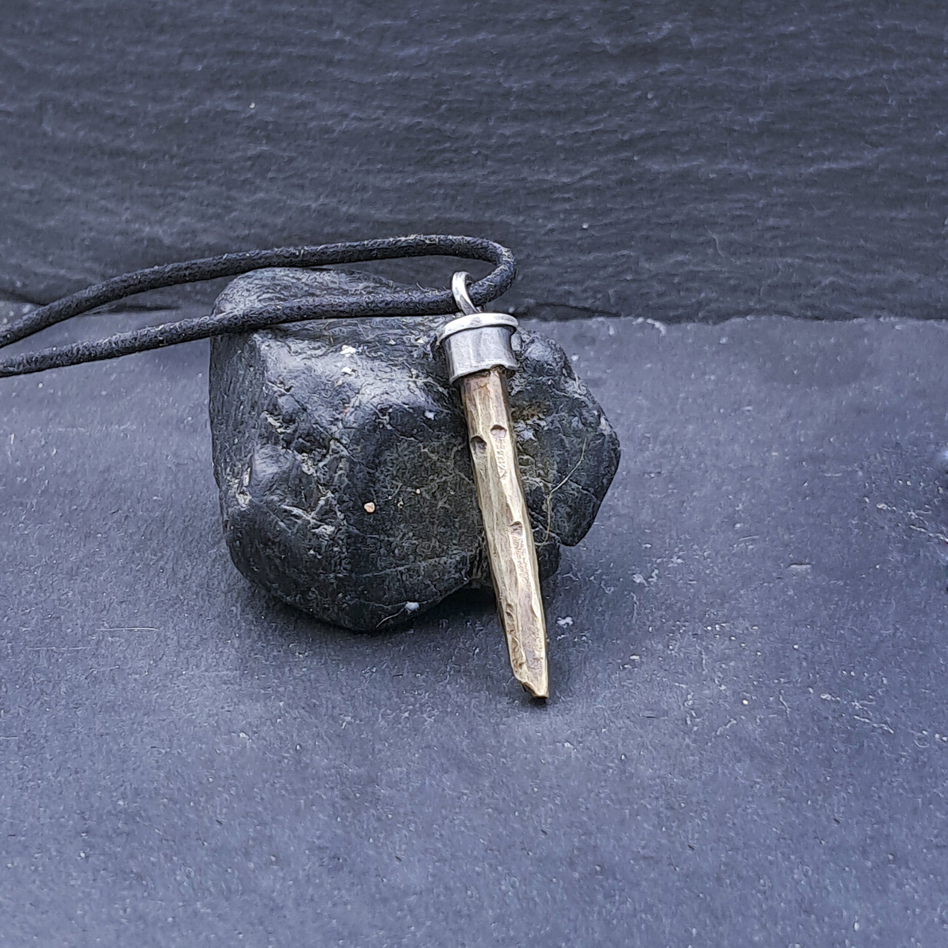 '' Spear''  925 Silver Necklace with Brass