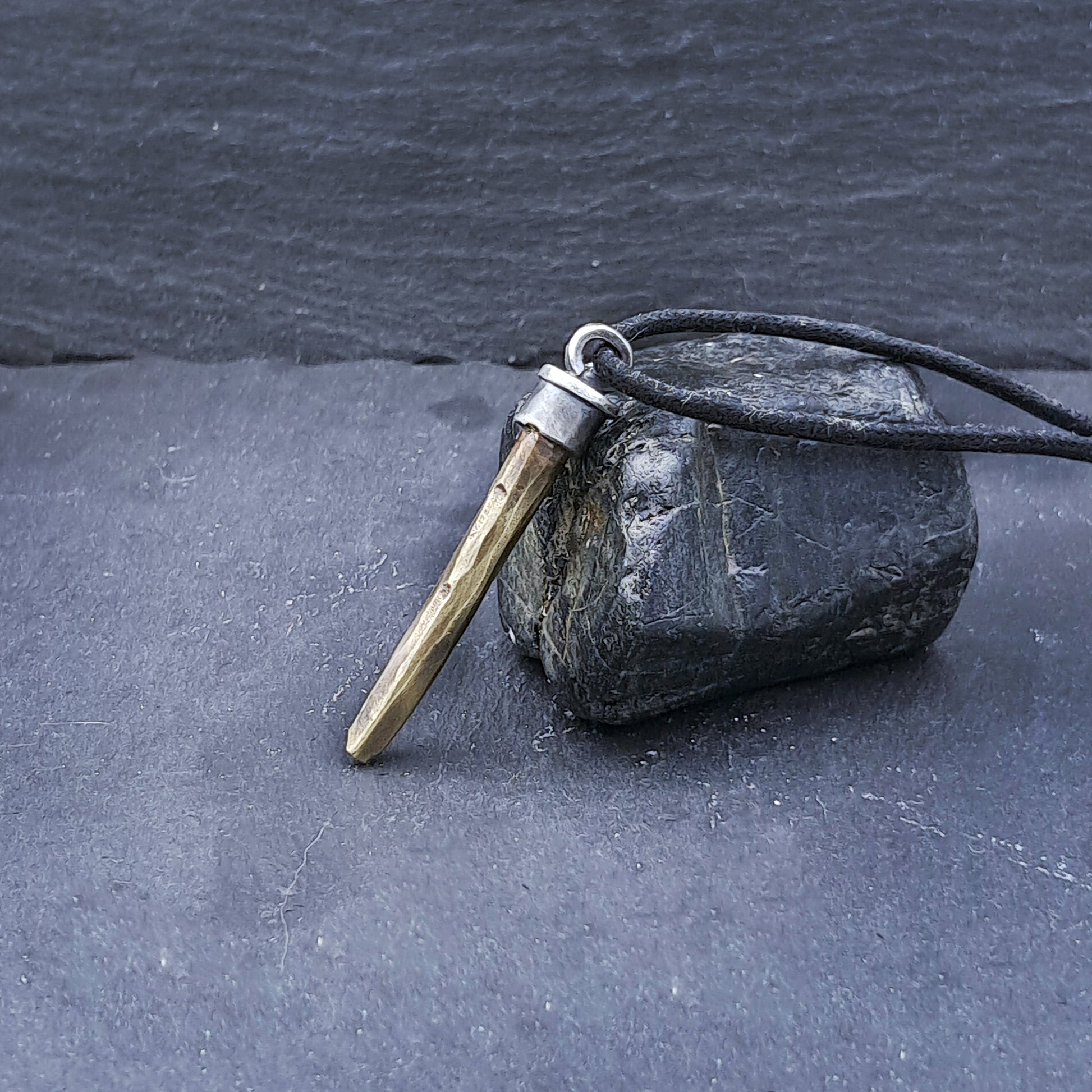 '' Spear''  925 Silver Necklace with Brass