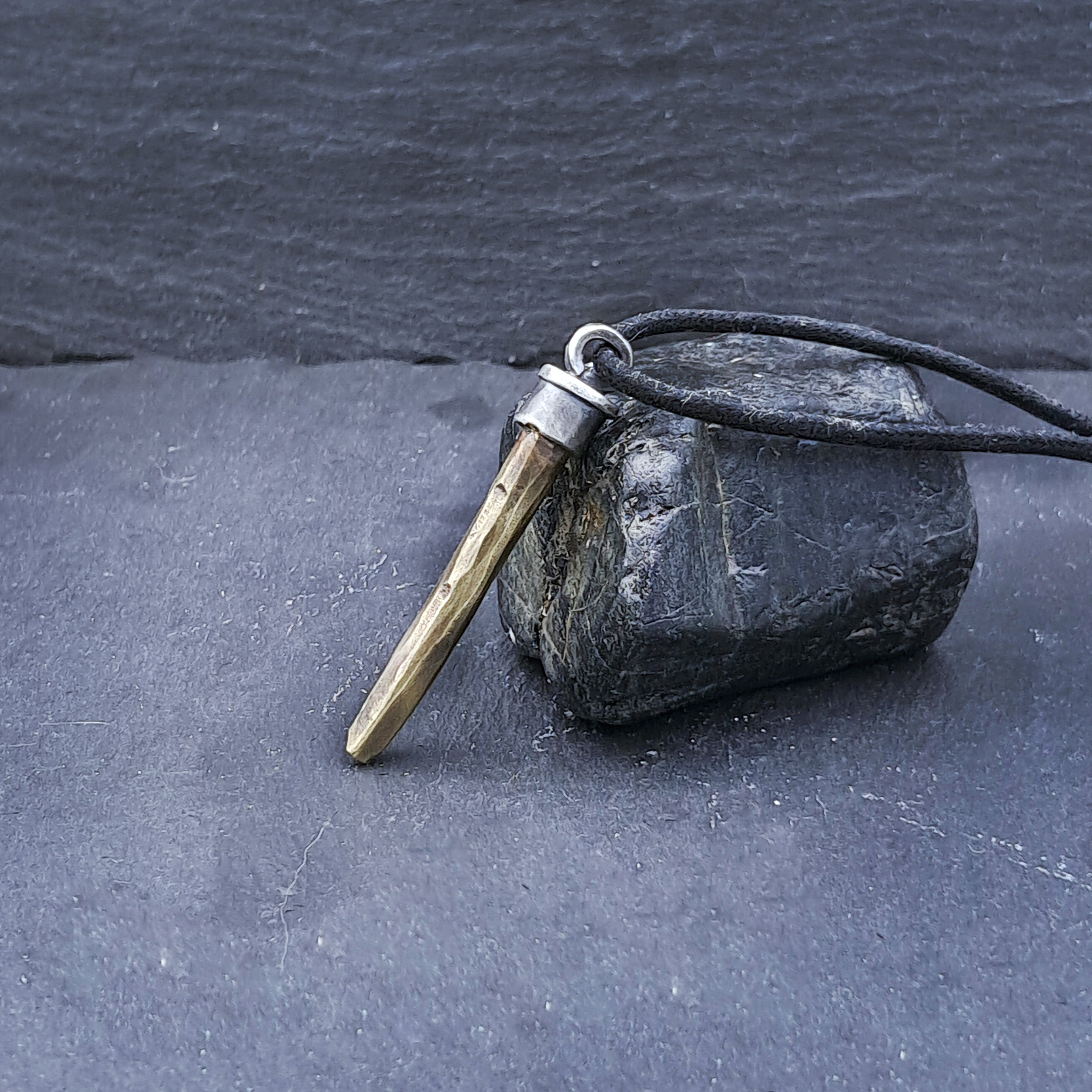 '' Spear''  925 Silver Necklace with Brass