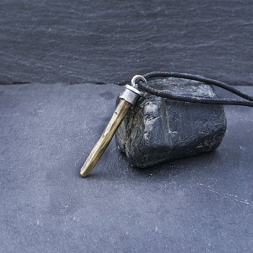 '' Spear''  925 Silver Necklace with Brass