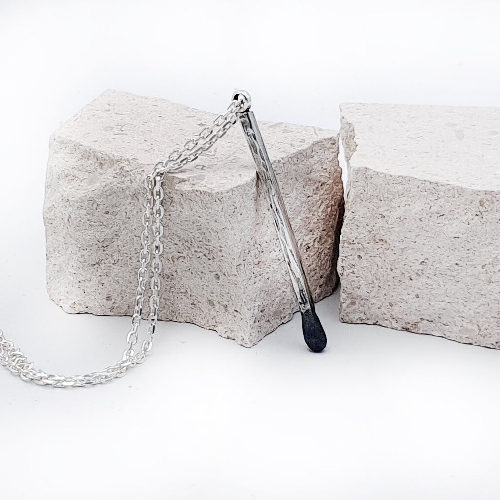 ''Matchstick'' 925 Silver Necklace
