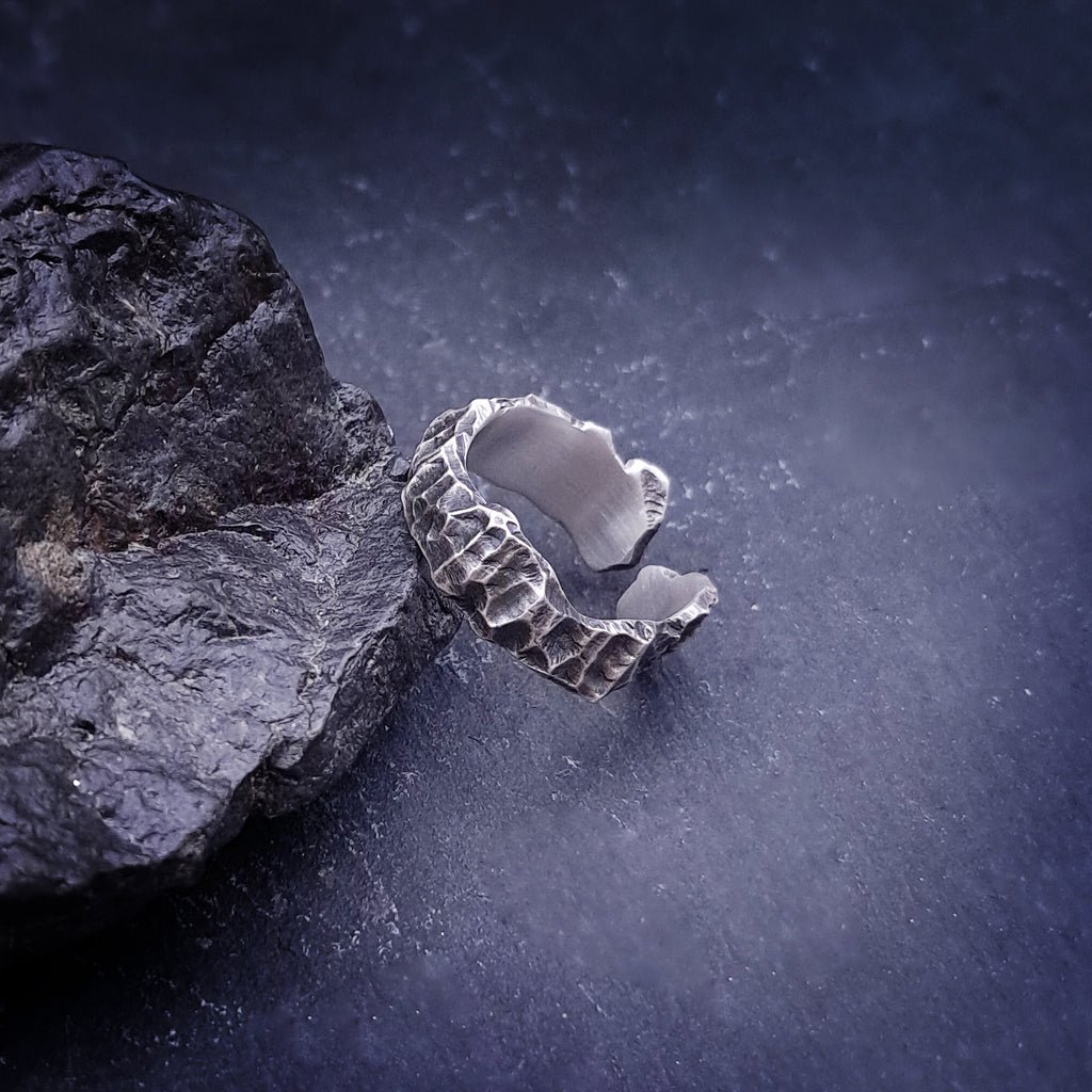''Rock'' Adjustable Silver 925 Ring