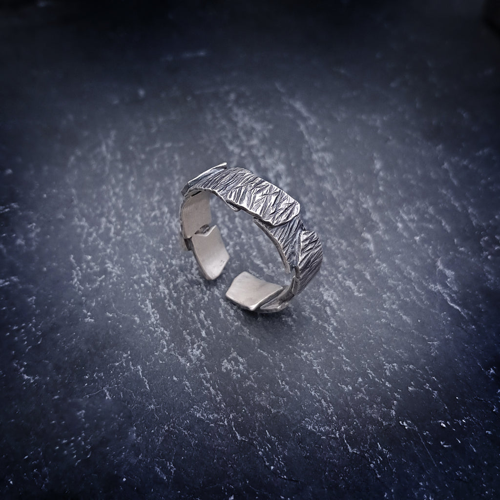 ''Tectonic Flow'' Adjustable 925 Silver Ring