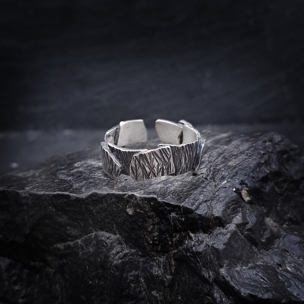 ''Tectonic Flow'' Adjustable 925 Silver Ring