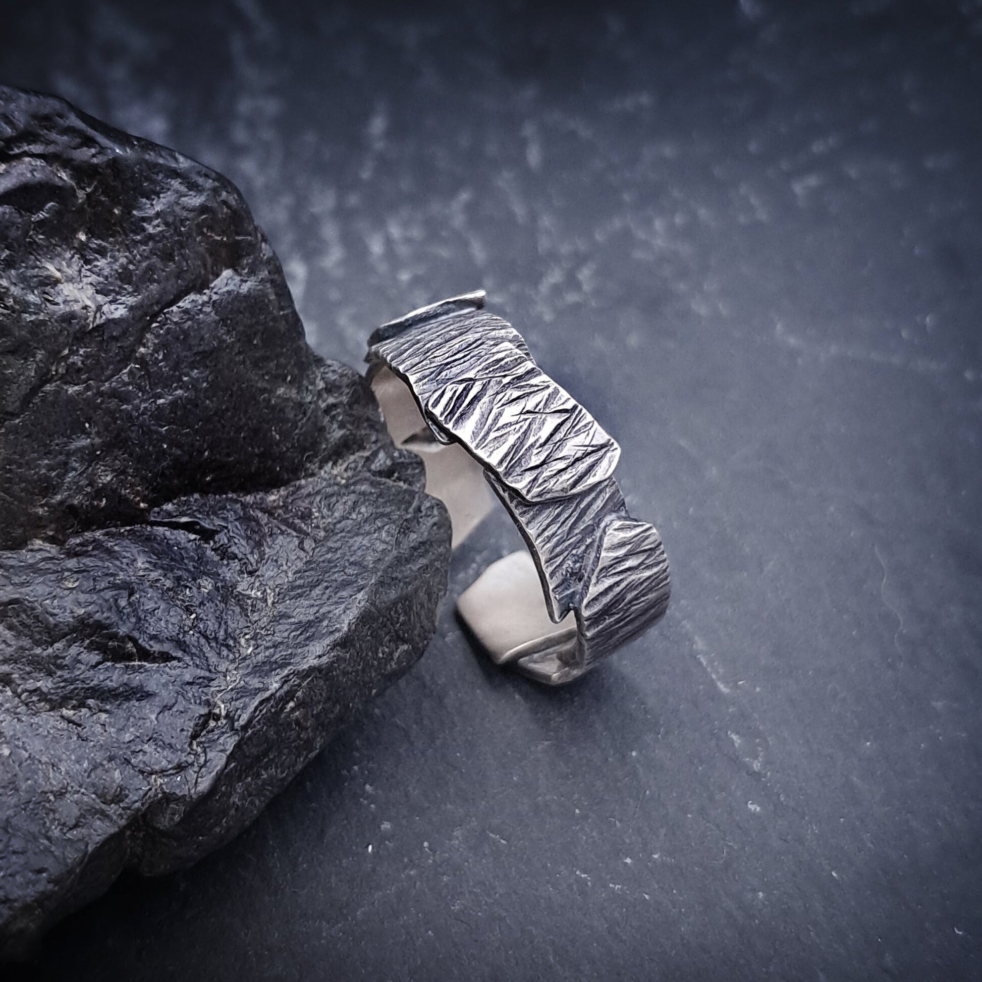 ''Tectonic Flow'' Adjustable 925 Silver Ring