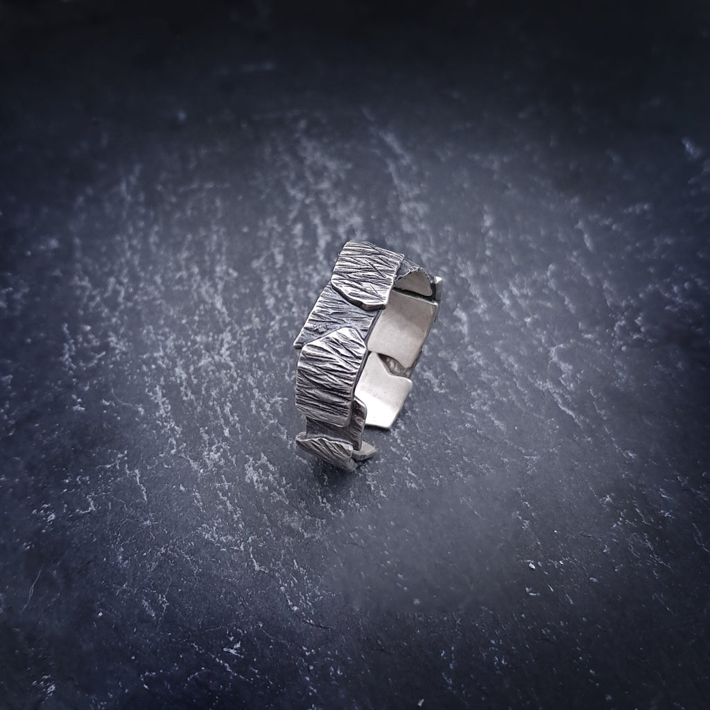 ''Tectonic Flow'' Adjustable 925 Silver Ring