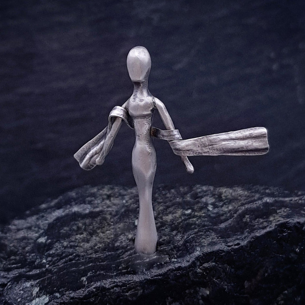''The Embrace''  sculptural figure 925 silver