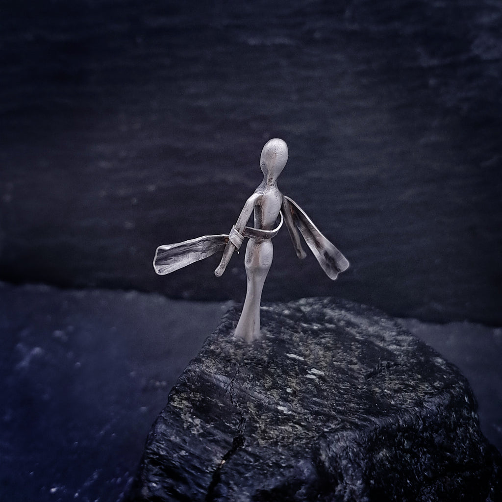 ''The Embrace''  sculptural figure 925 silver