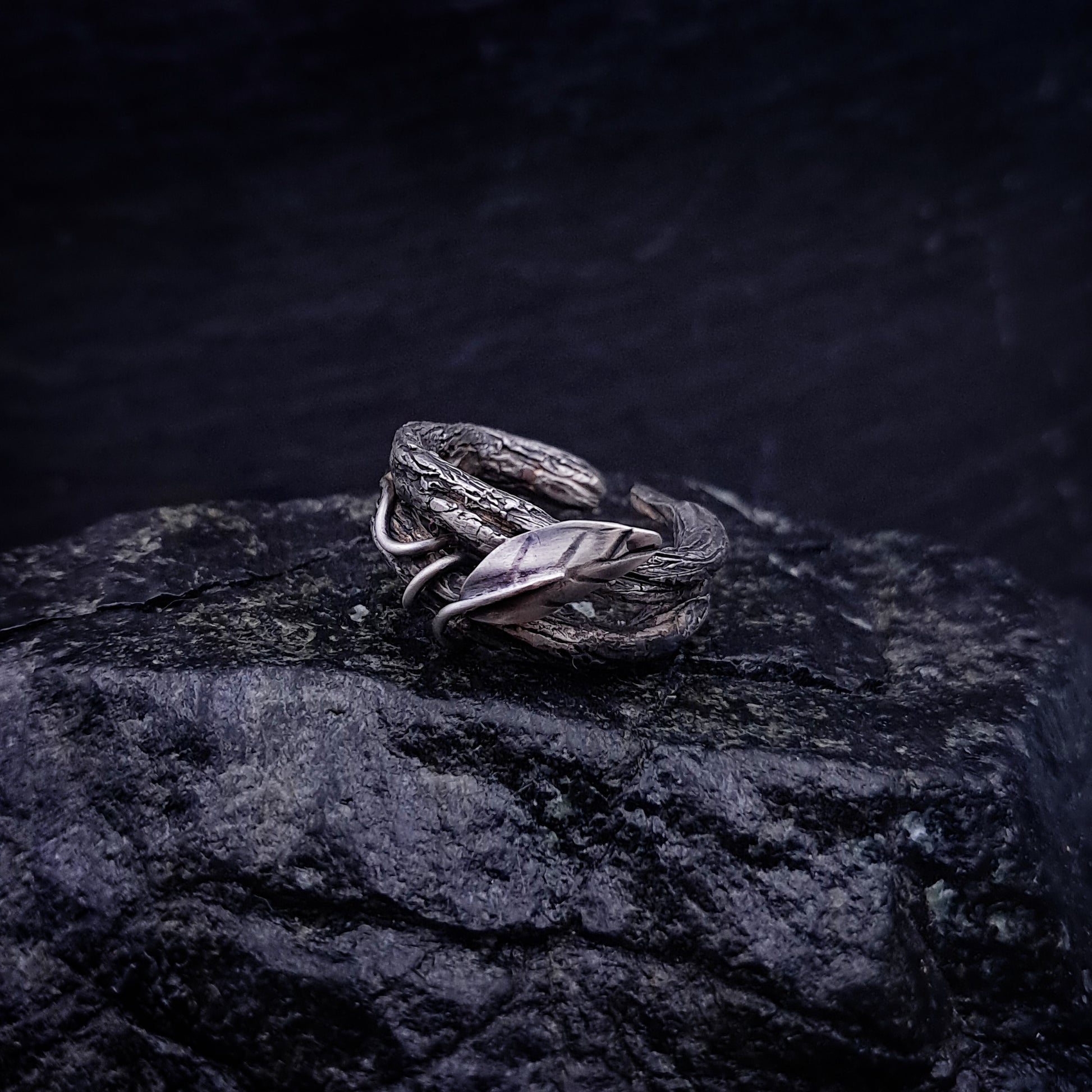 ''Leaf of Light'' Adjustable 925 Silver Ring