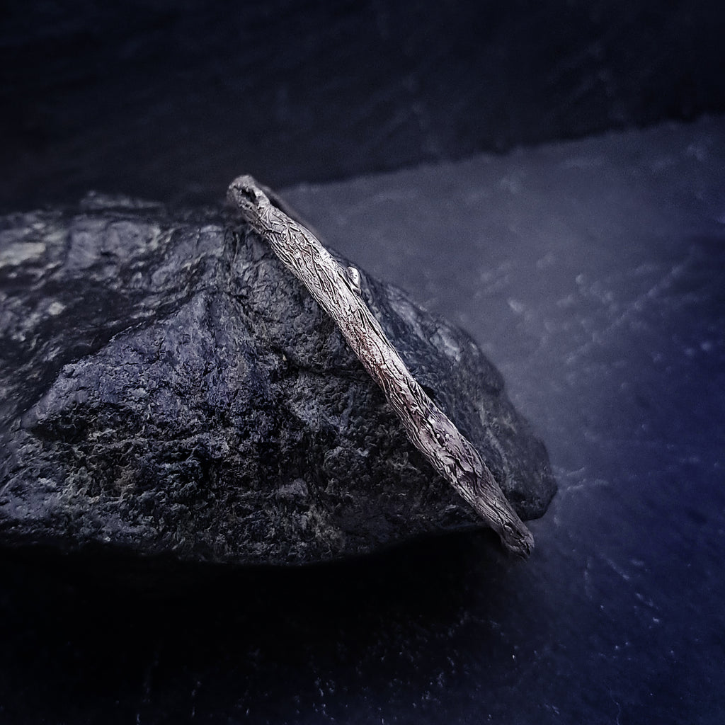 ''Whisper of Nature'' Textured 925 Silver Bangle