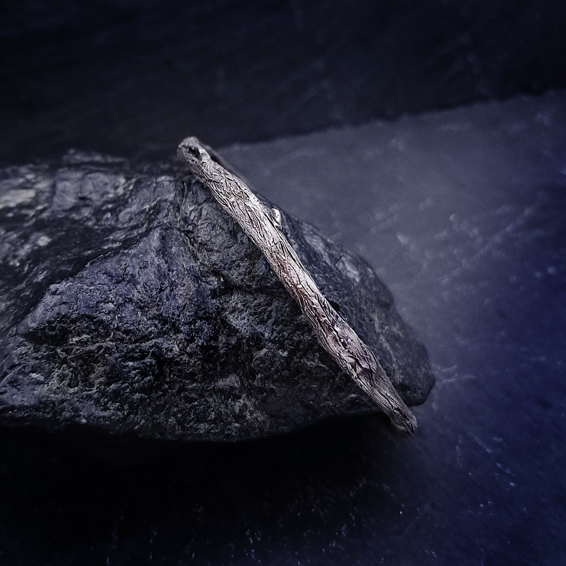 ''Whisper of Nature'' Textured 925 Silver Bangle