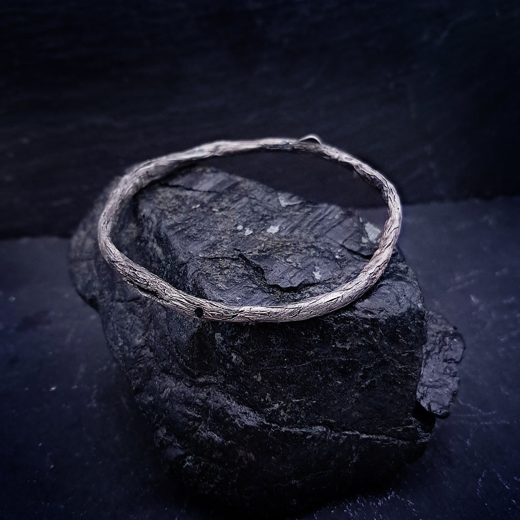 ''Whisper of Nature'' Textured 925 Silver Bangle