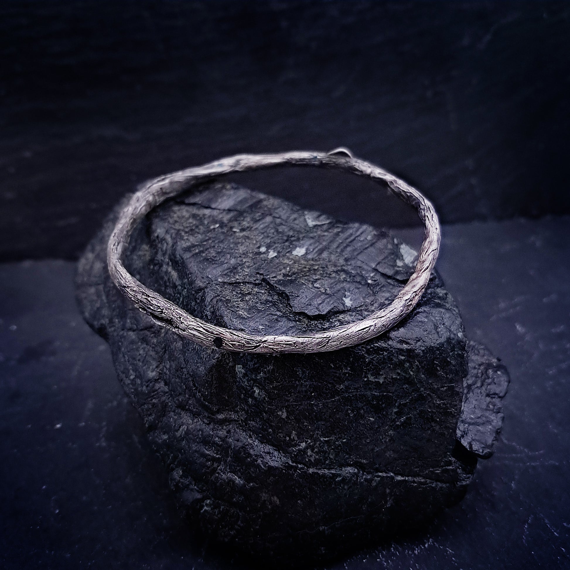 ''Whisper of Nature'' Textured 925 Silver Bangle