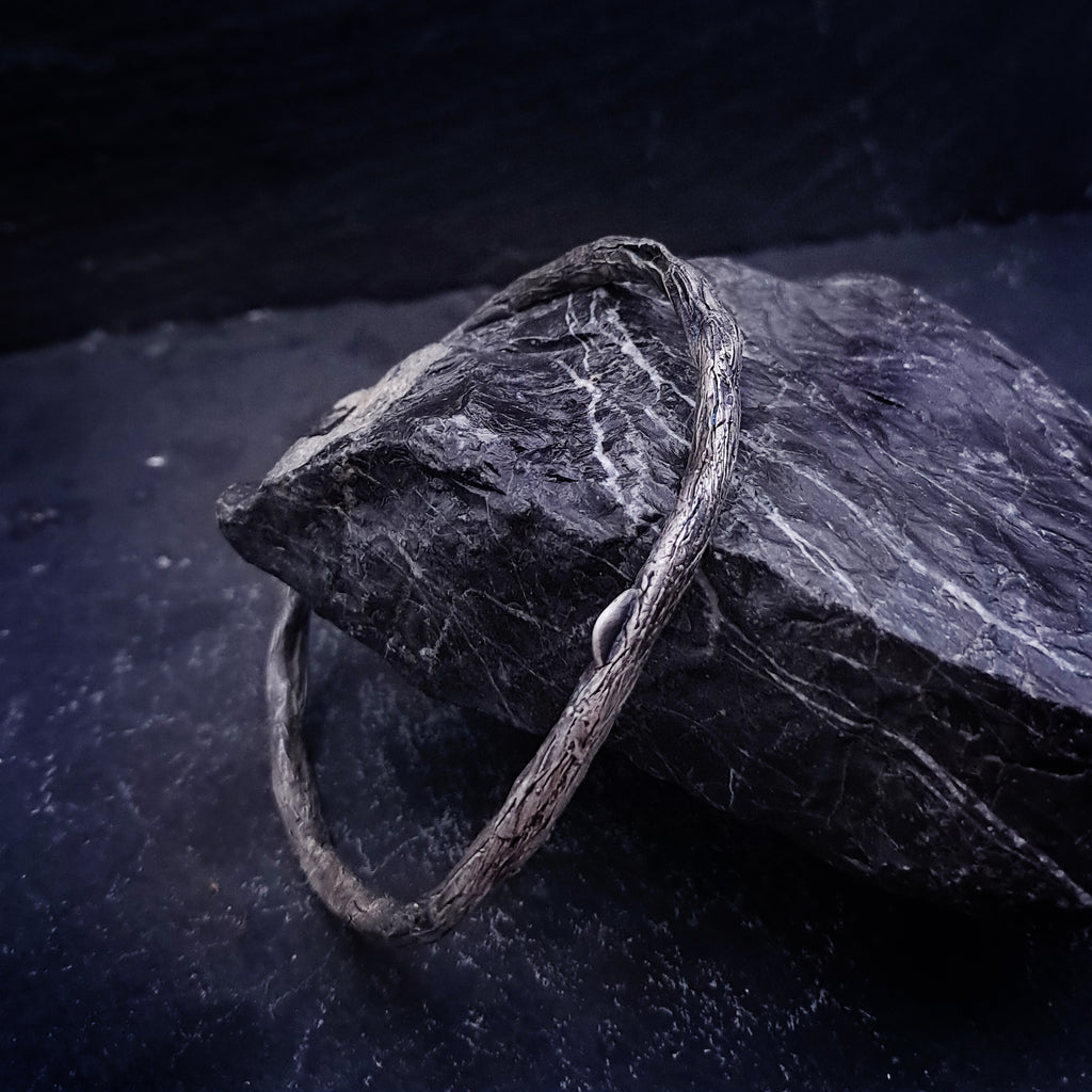 ''Whisper of Nature'' Textured 925 Silver Bangle
