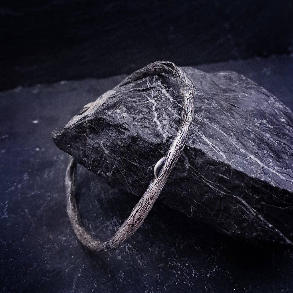 ''Whisper of Nature'' Textured 925 Silver Bangle