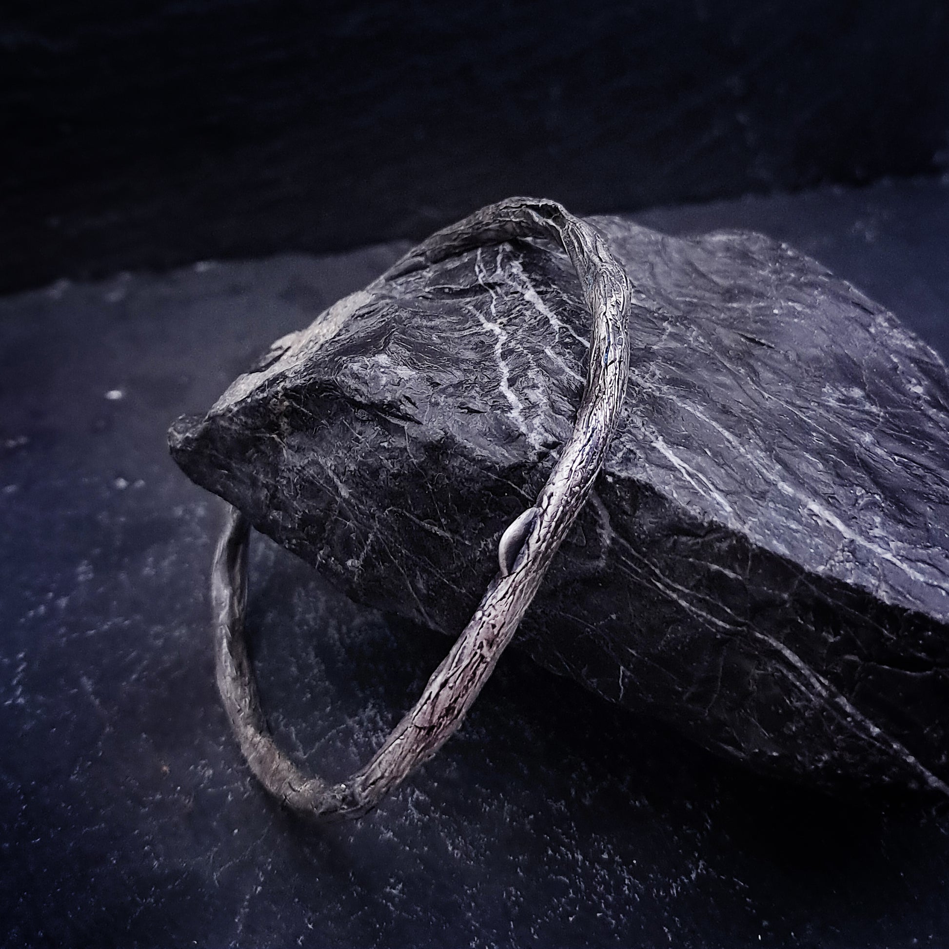 ''Whisper of Nature'' Textured 925 Silver Bangle