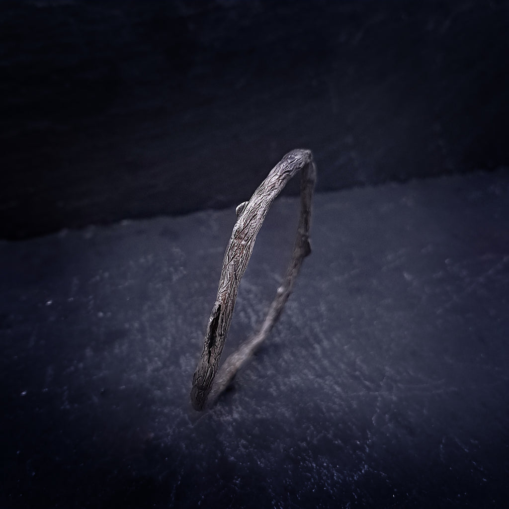 ''Whisper of Nature'' Textured 925 Silver Bangle