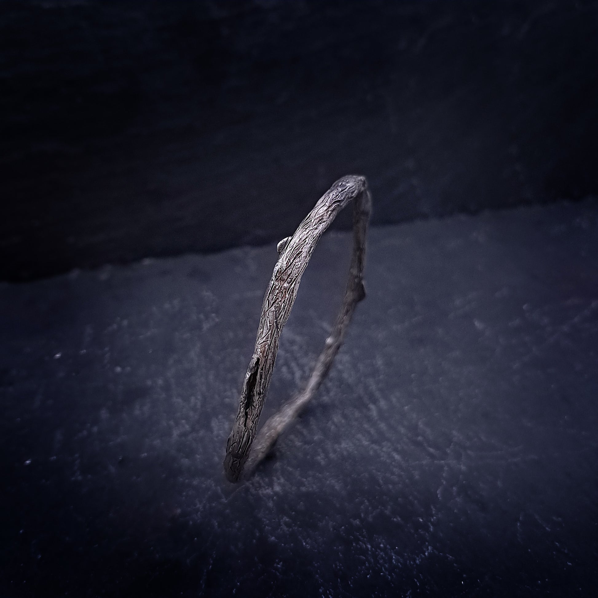 ''Whisper of Nature'' Textured 925 Silver Bangle
