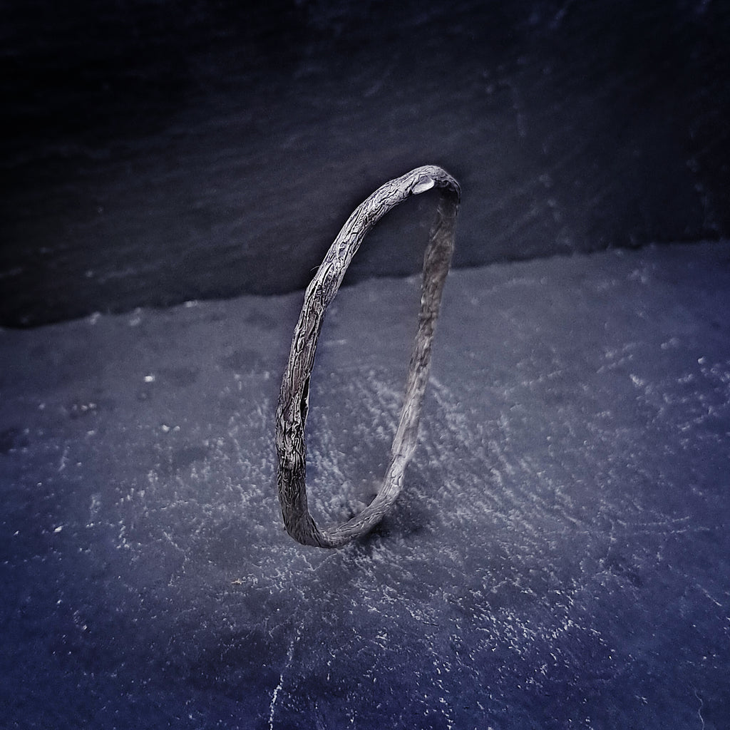 ''Whisper of Nature'' Textured 925 Silver Bangle