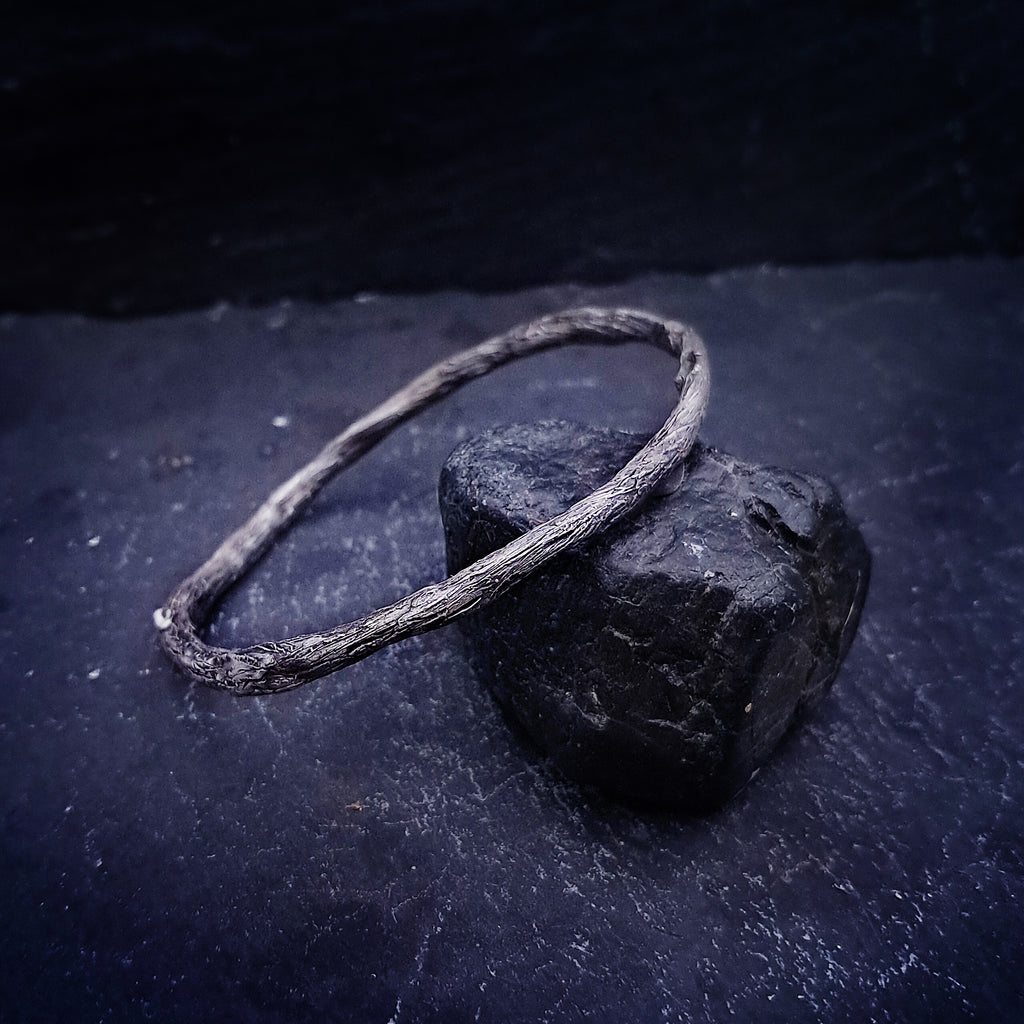 ''Whisper of Nature'' Textured 925 Silver Bangle