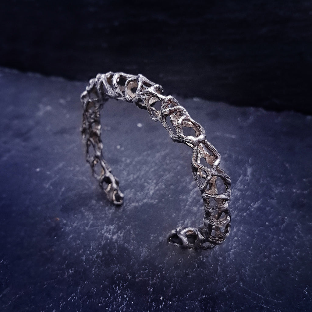 ''Roots'' 925 Silver Cuff Bracelet