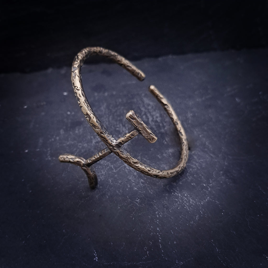 ''Prehistoric'' Brass Cuff Bracelet