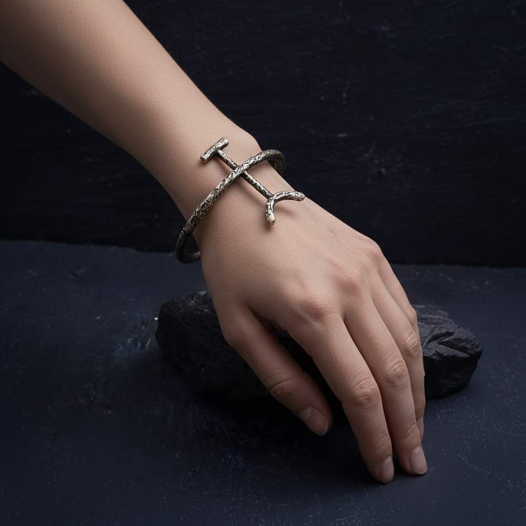 ''Prehistoric'' Brass Cuff Bracelet