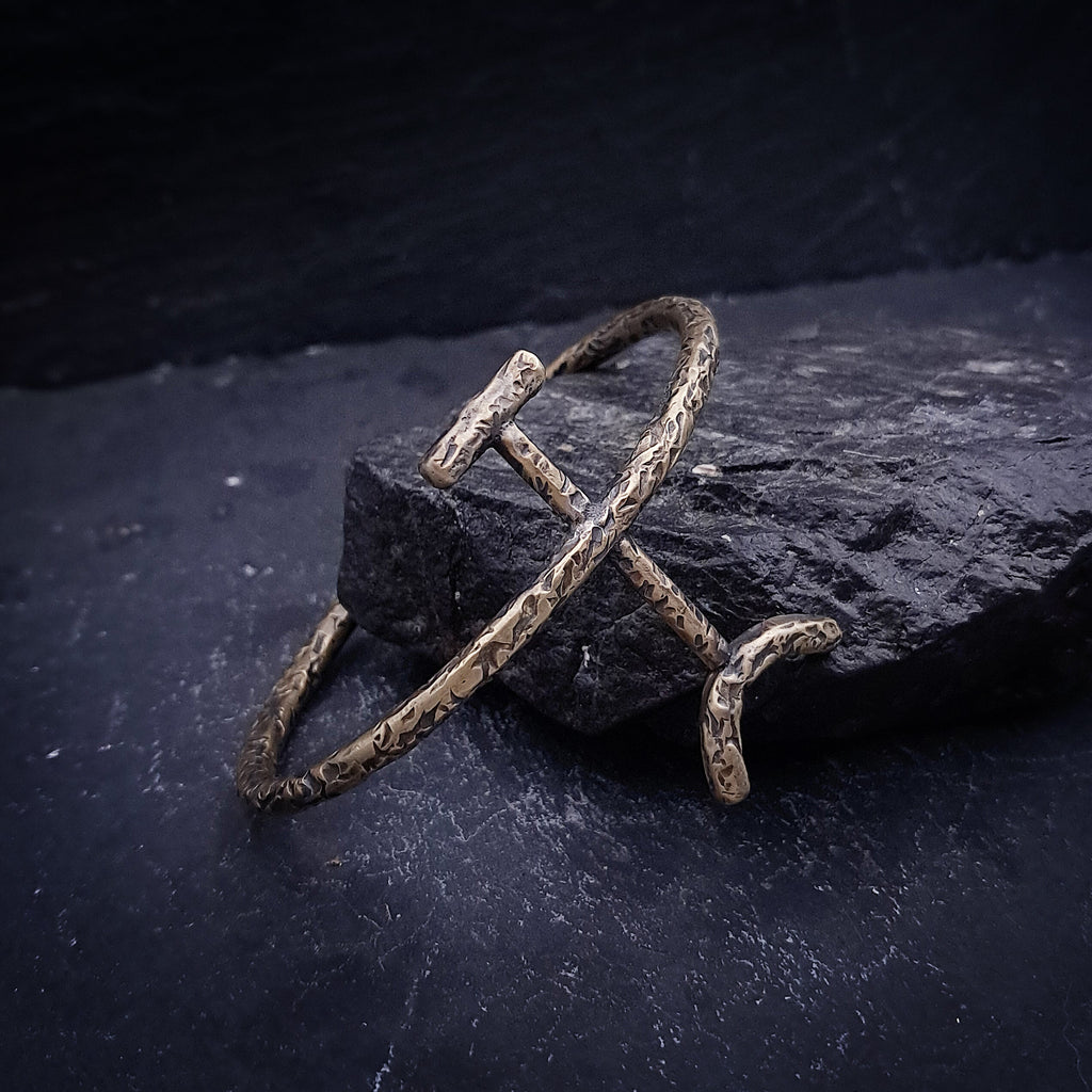''Prehistoric'' Brass Cuff Bracelet