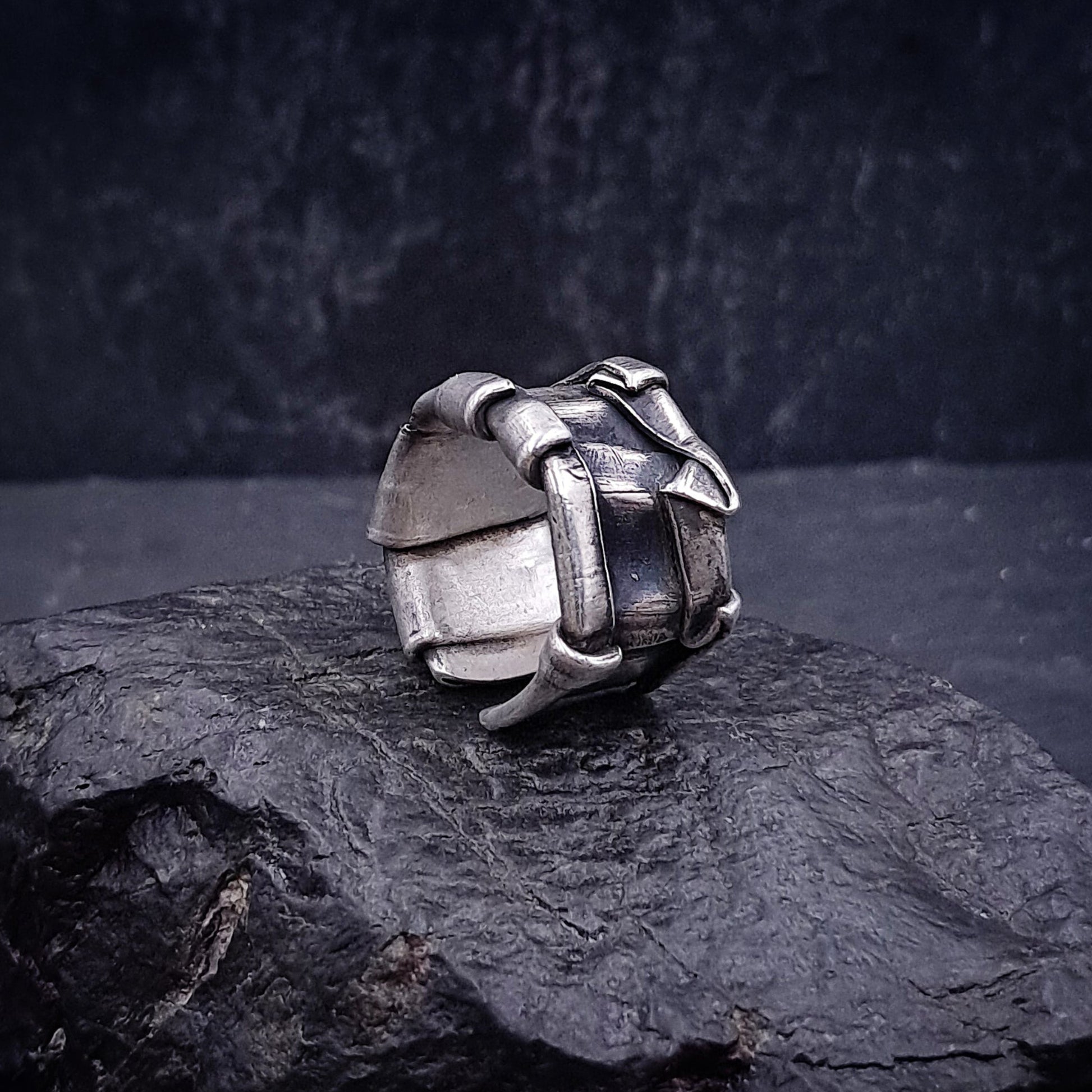 ''Stonebound Structure'' Adjustable Silver 925 Ring