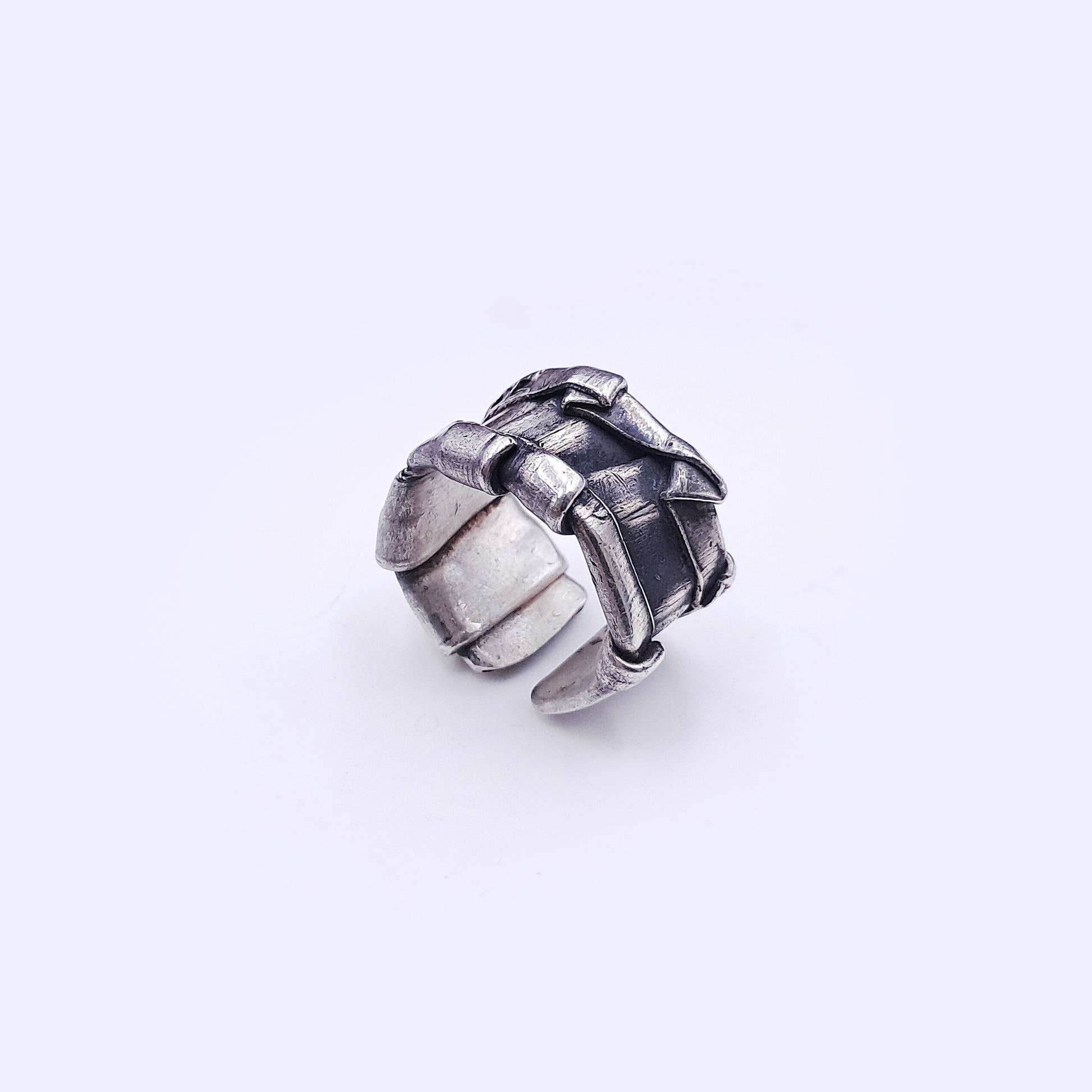 ''Stonebound Structure'' Adjustable Silver 925 Ring