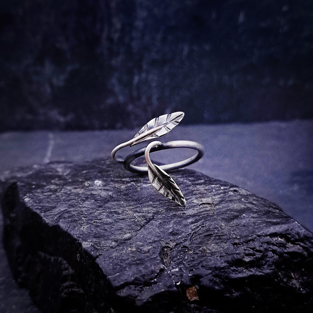 ''Twin leaf'' 925 Silver Ring